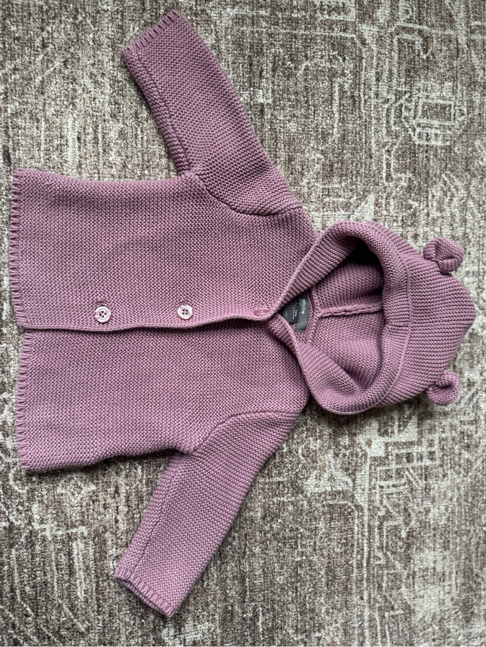 GAP 100% Cotton Baby Hooded Knit Cardigan in Purple